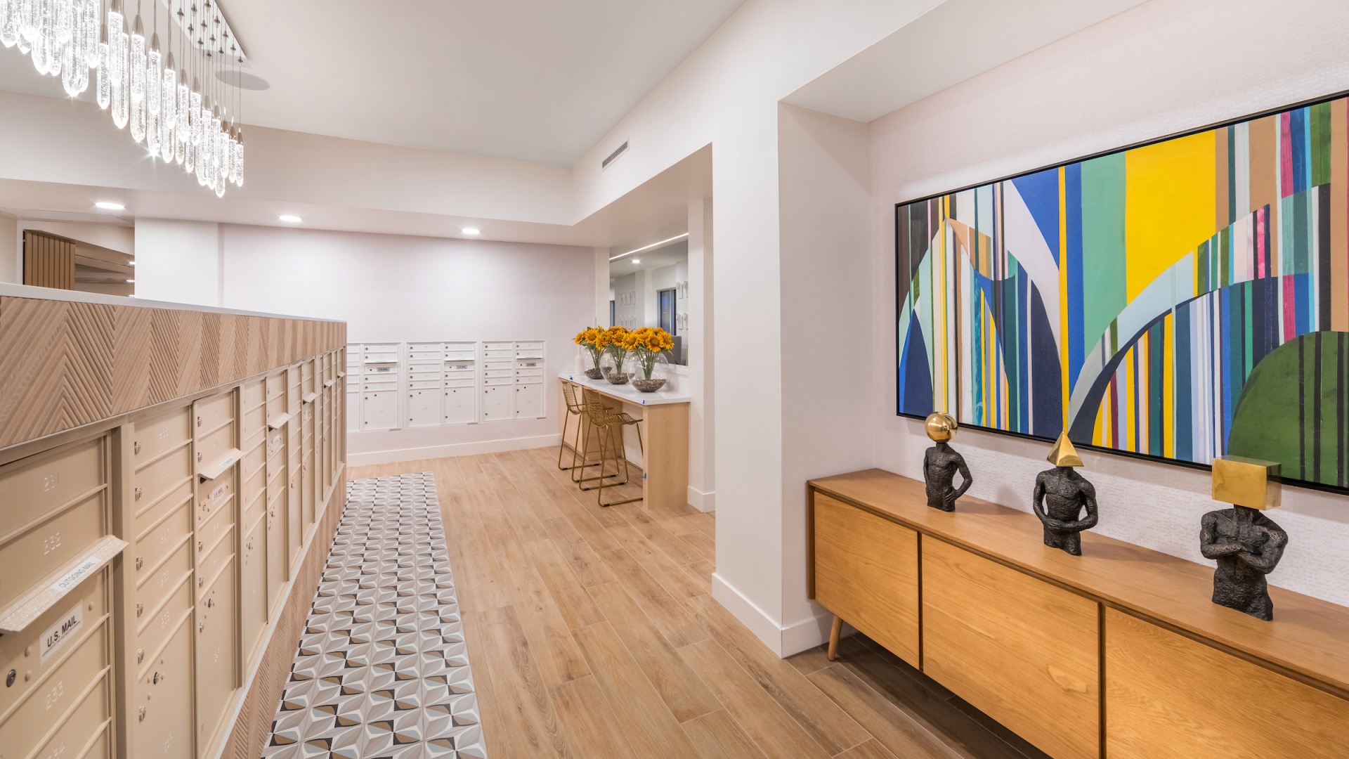 Indoor Mailroom with Parcel Lockers