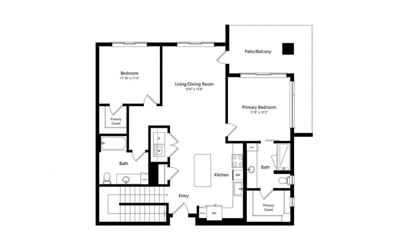B3 LOFT - 2 bedroom floorplan layout with 2 baths and 1676 square feet.