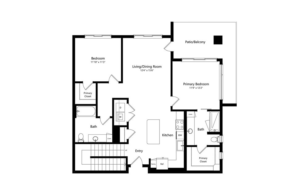 B3 LOFT - 2 bedroom floorplan layout with 2 baths and 1676 square feet. (Preview)